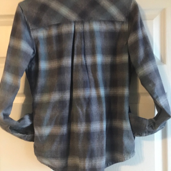 PrAna womens S flannel Shacket lined shirt gray blue - Picture 3 of 10